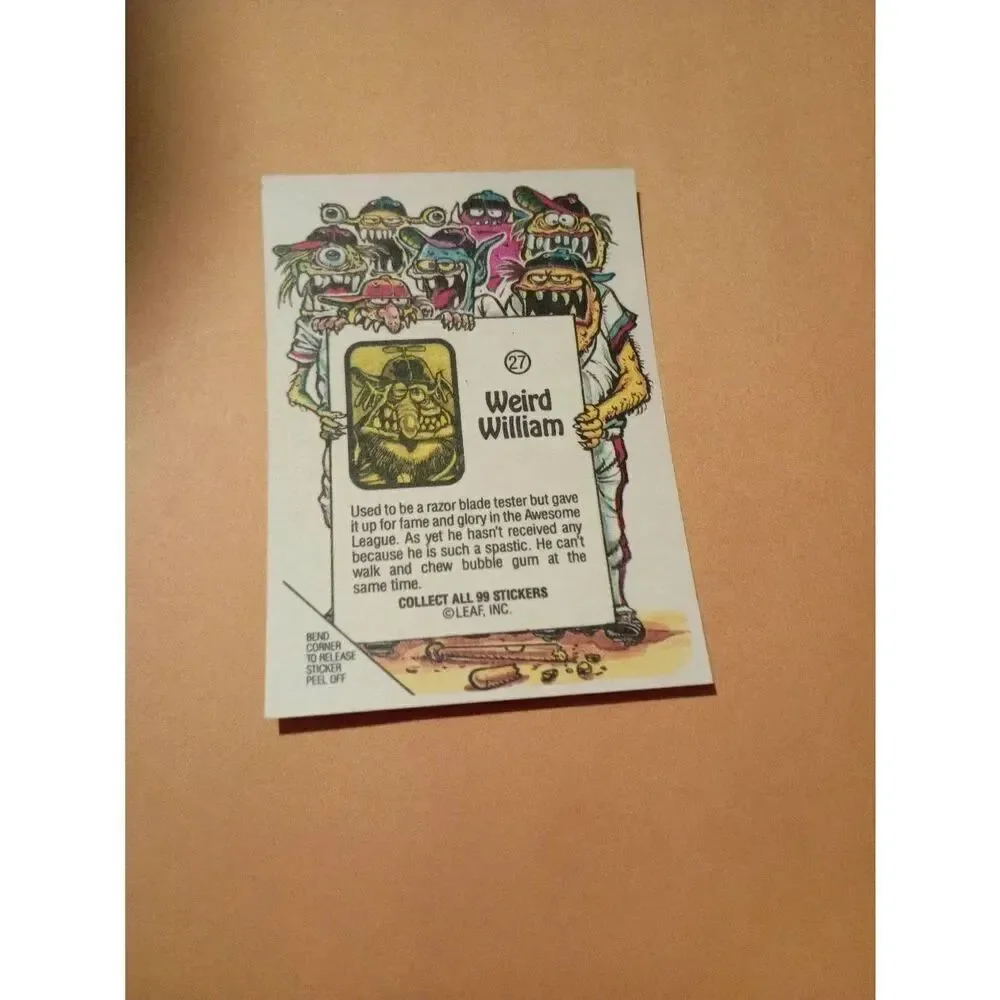1988 Leaf Awesome All Stars Trading Card 27 Weird William Baseball Parody